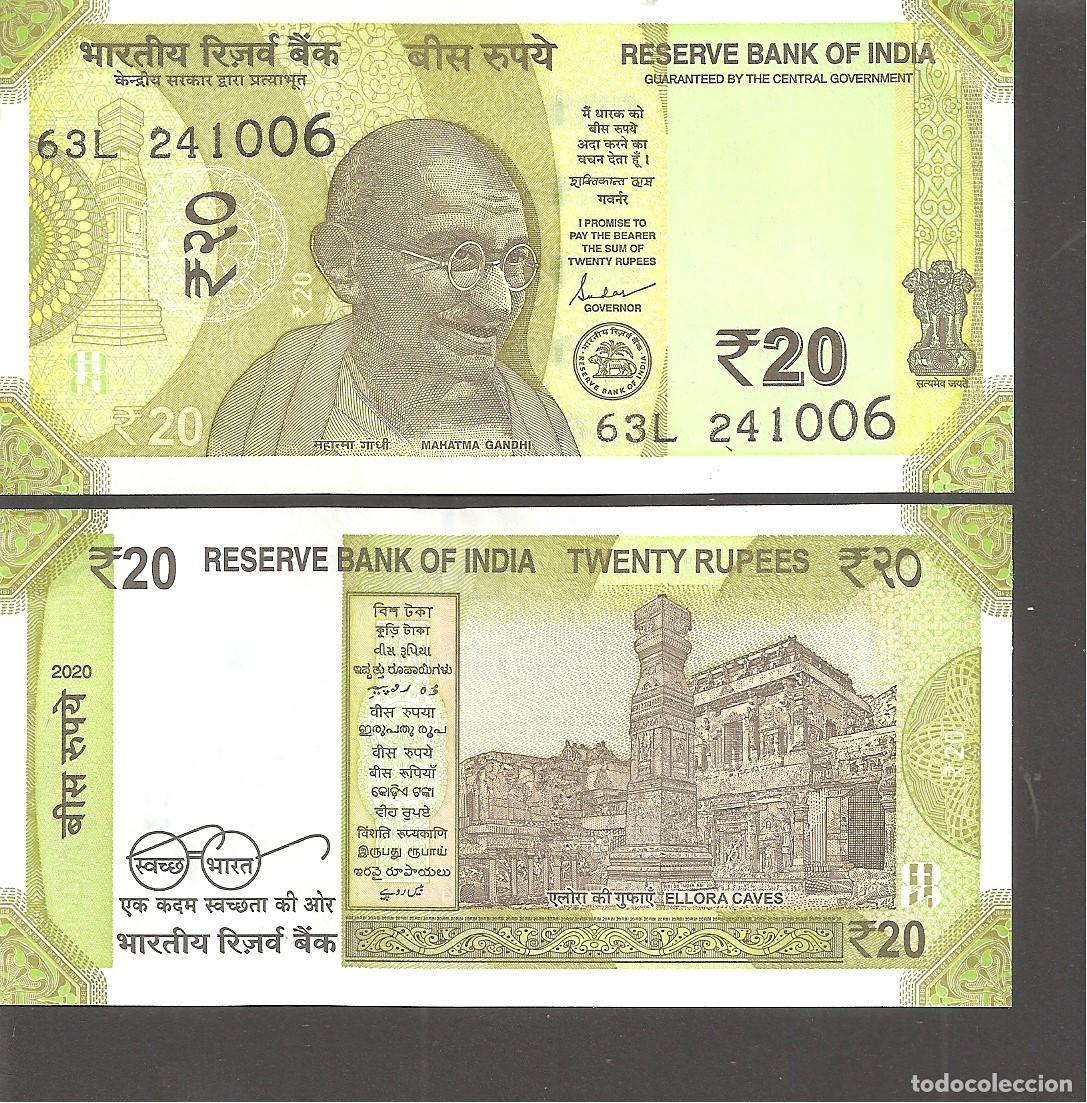 Billetes extranjeros: INDIA 20 RUPIAS 2020 SC/UNC - Foto 1