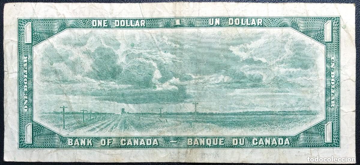 Billetes extranjeros: CANADA Billete de 1 D&oacute;lar 1954 Pick.66 (BC+) - Foto 2