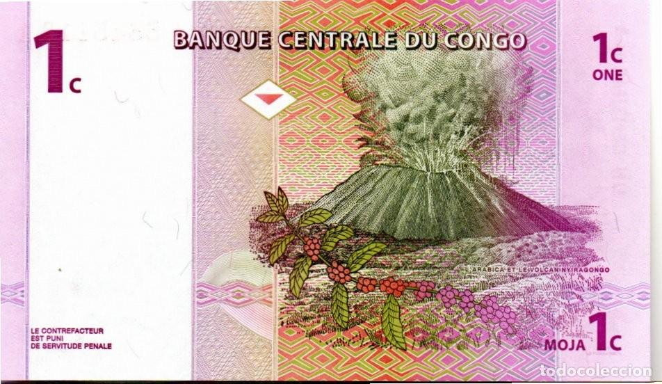 Billetes extranjeros: CONGO 1997, 1 CENTIME, P-80a, SC-UNC; 2 ESCANER - Foto 2