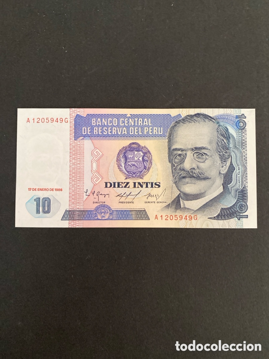 Billetes extranjeros: Billete de Peru 10 intis - Foto 1