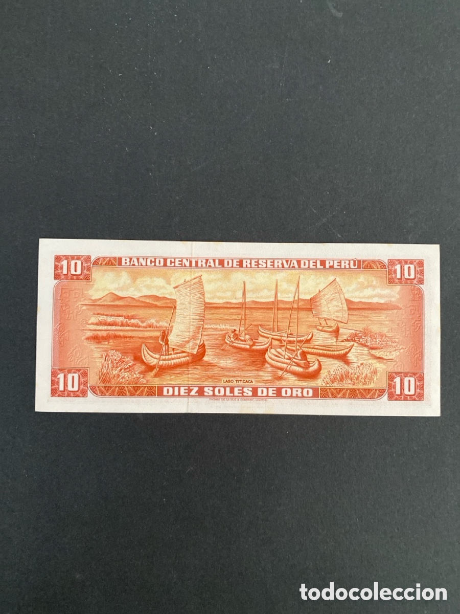Billetes extranjeros: Billete de Peru 10 soles de oro - Foto 2