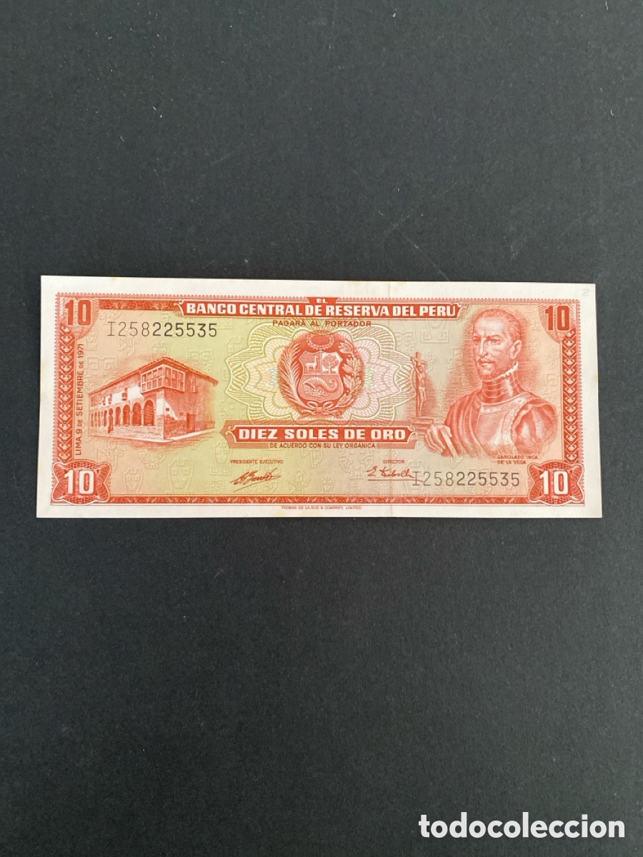 Billetes extranjeros: Billete de Peru 10 soles de oro - Foto 1