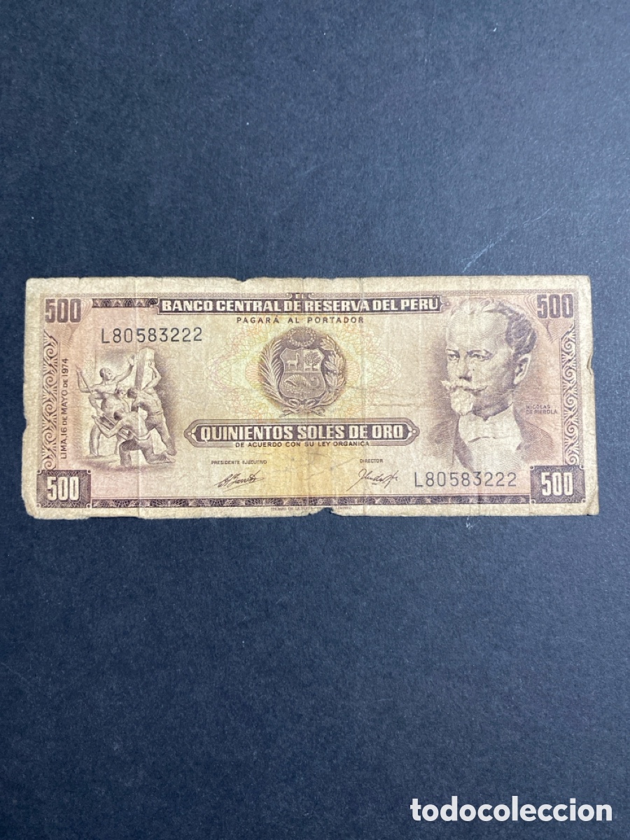 Billetes extranjeros: Billete de Peru 500 soles de oro - Foto 1