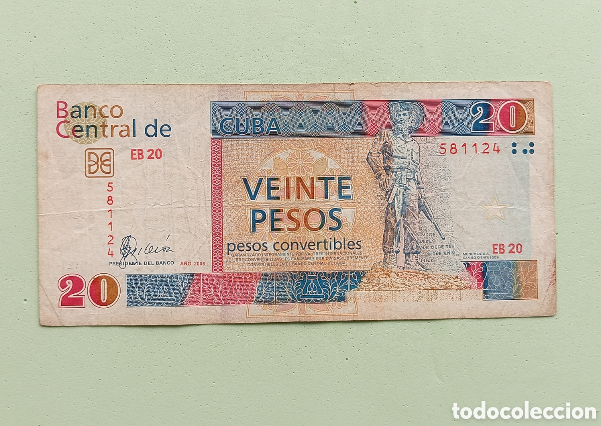 Billets internationaux: 20 CUC (Pesos Convertibles) 2006. Escaso.