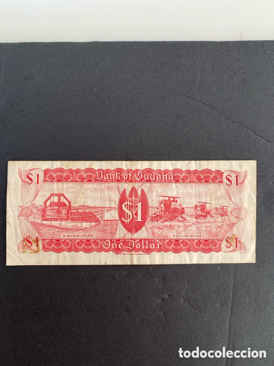Billetes extranjeros: Billete de Guyana 1 dollar - Foto 2