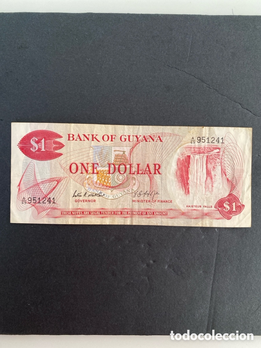 Billetes extranjeros: Billete de Guyana 1 dollar - Foto 1
