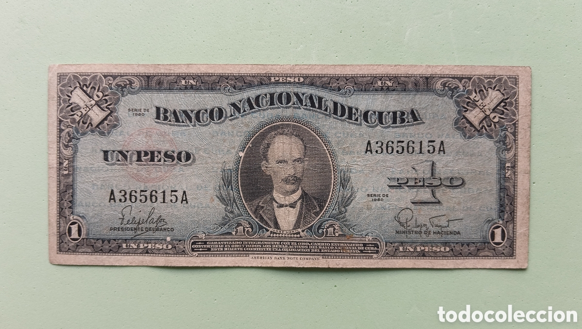 Billetes extranjeros: 1 Peso 1960. Cuba al Centro - Foto 1
