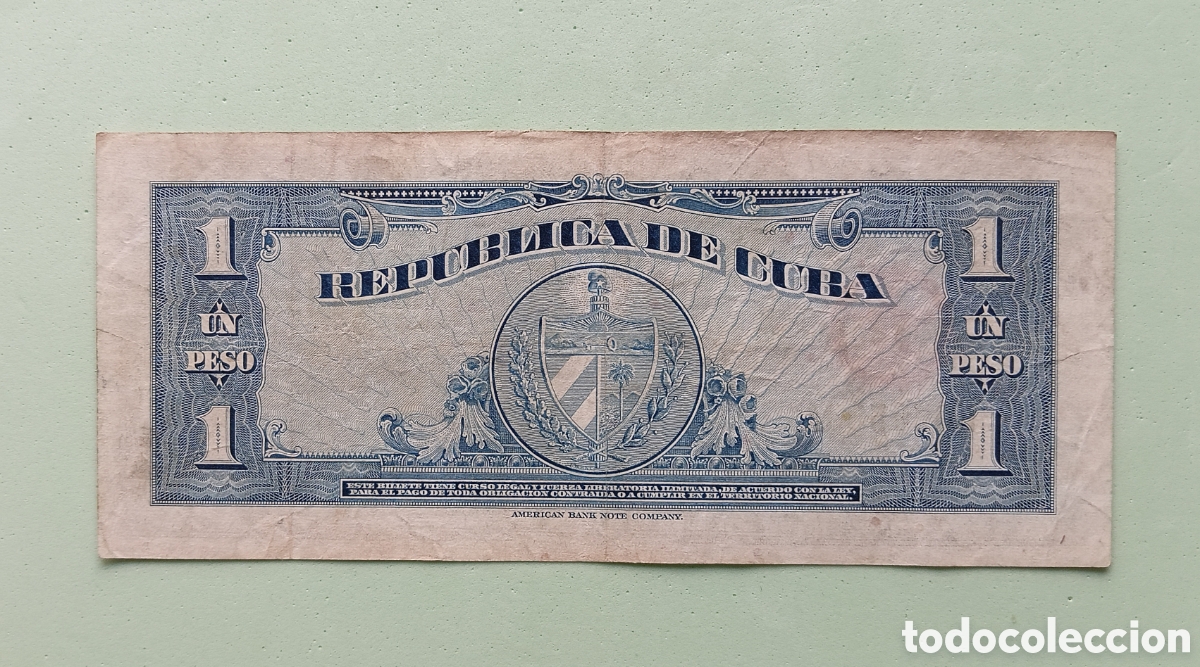 Billetes extranjeros: 1 Peso 1960. Cuba. (Mart&iacute; al Centro) - Foto 2