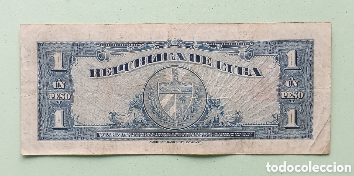 Billetes extranjeros: 1 Peso 1960. Cuba. (Mart&iacute; al Centro) - Foto 2
