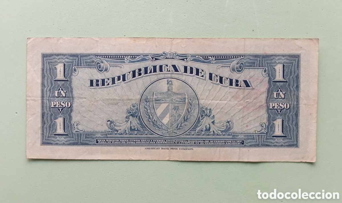 Billetes extranjeros: 1 Peso 1960. Cuba. (Mart&iacute; al Centro) - Foto 2