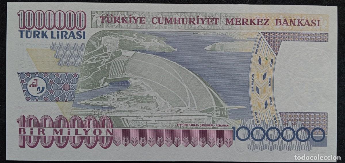 Billetes extranjeros: Turqu&iacute;a 1000000 liras 2002 pick 213B SC UNC - Foto 2