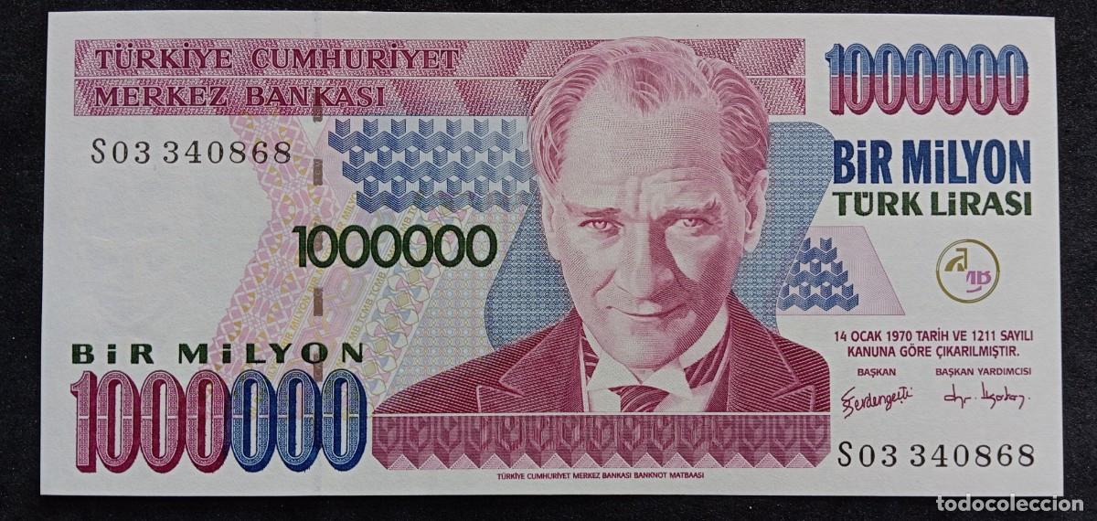 Billetes extranjeros: Turqu&iacute;a 1000000 liras 2002 pick 213B SC UNC - Foto 1
