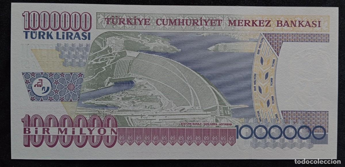 Billetes extranjeros: Turqu&iacute;a 1000000 liras 2002 pick 213B SC UNC - Foto 2