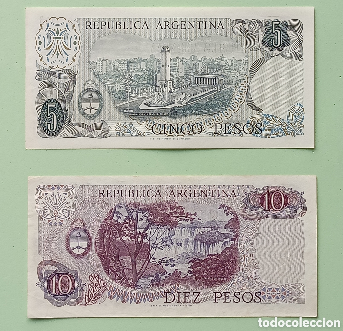 Billetes extranjeros: ARGENTINA. 5 Y 10 PESOS. - Foto 2
