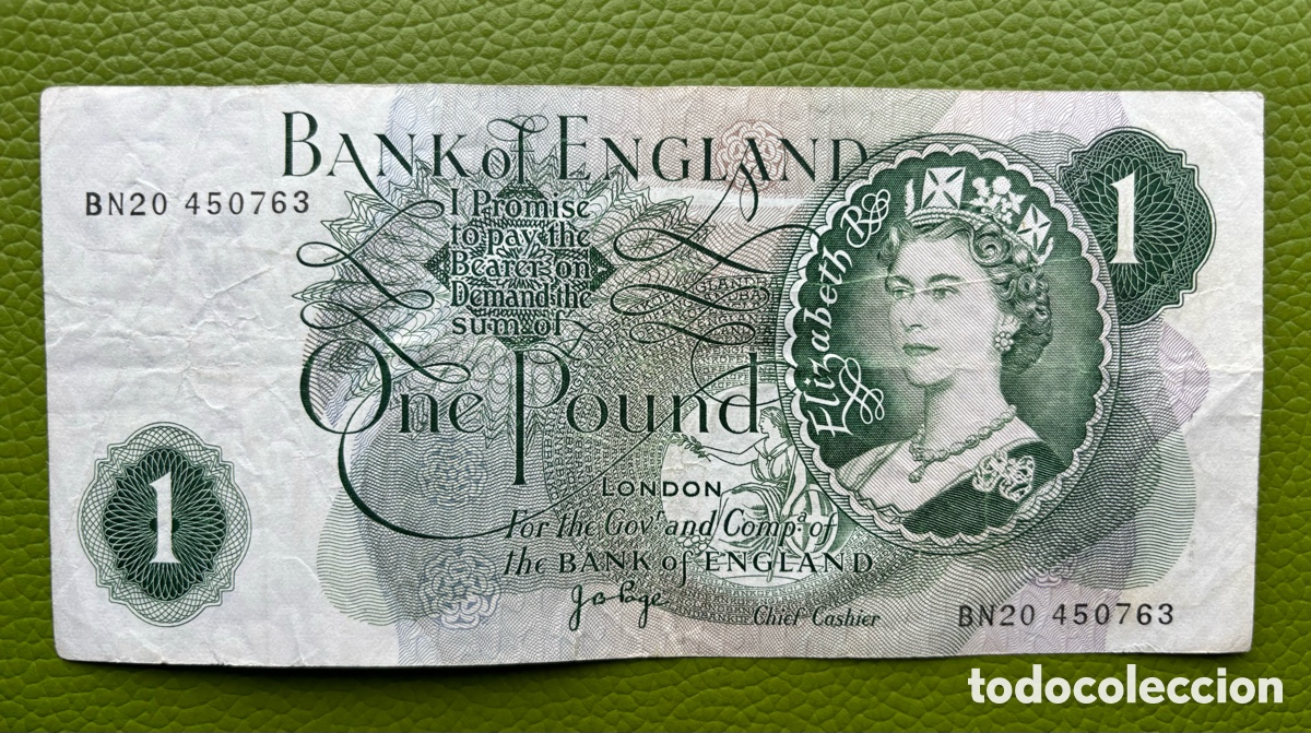 Billetes extranjeros: INGLATERRA. UNA LIBRA. ONE POUND. (1970-1977). - Foto 1