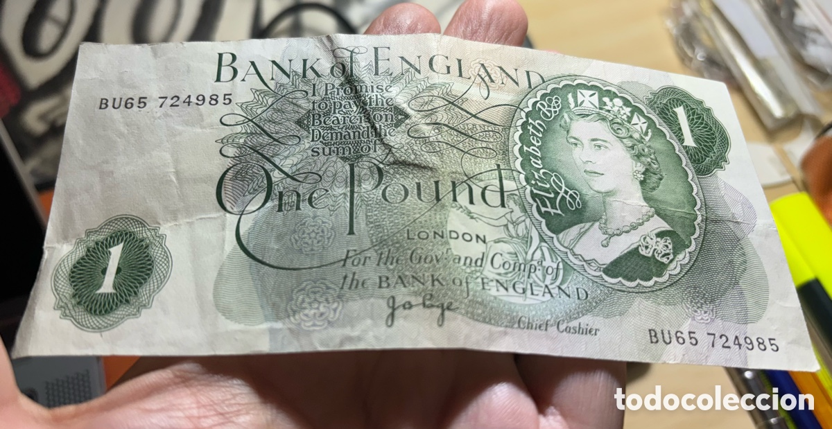 Billetes extranjeros: INGLATERRA. UNA LIBRA. ONE POUND. (1971-1991) - Foto 3