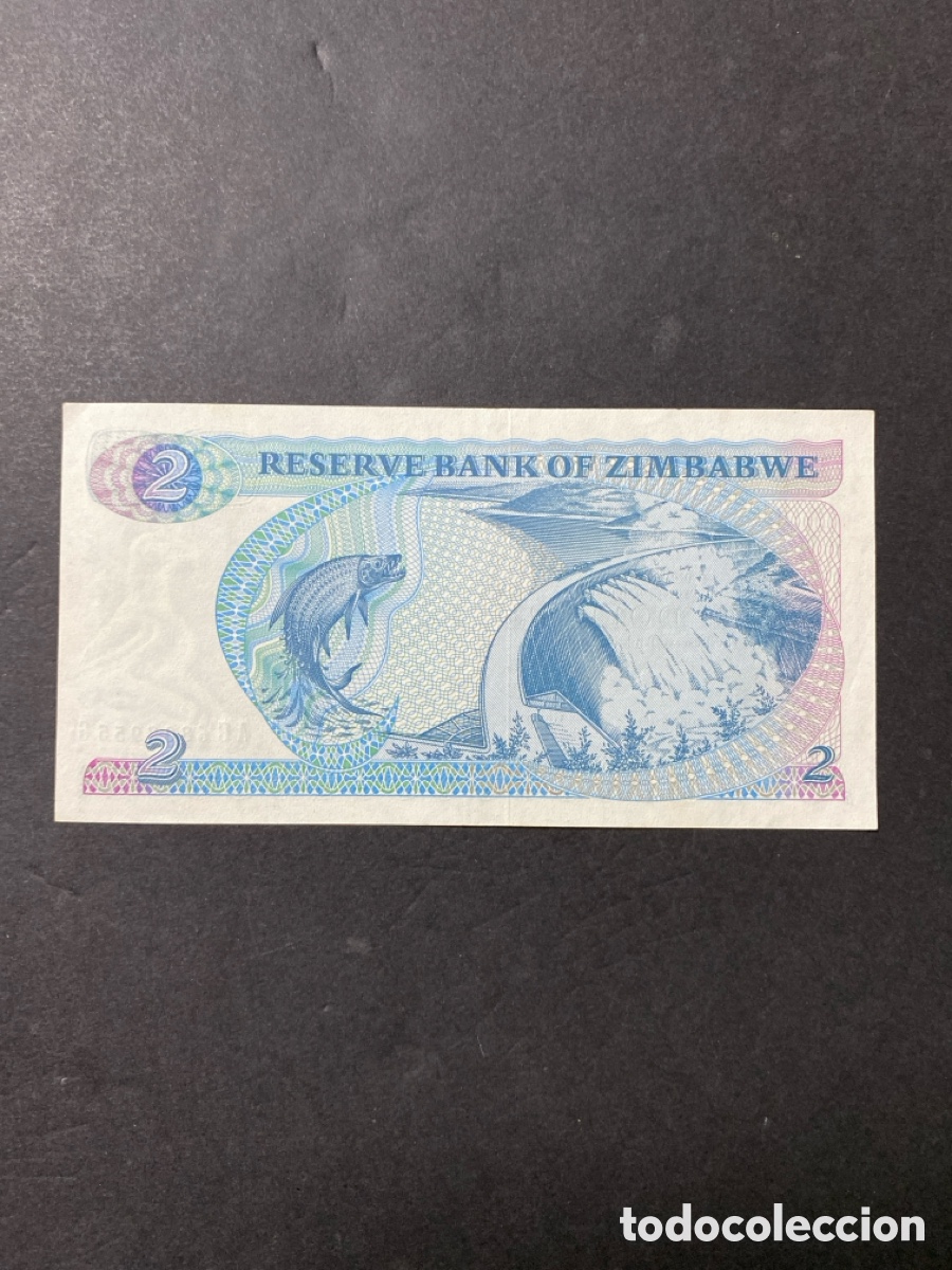 Billetes extranjeros: Billete de Zimbabwe 2 dollars - Foto 2