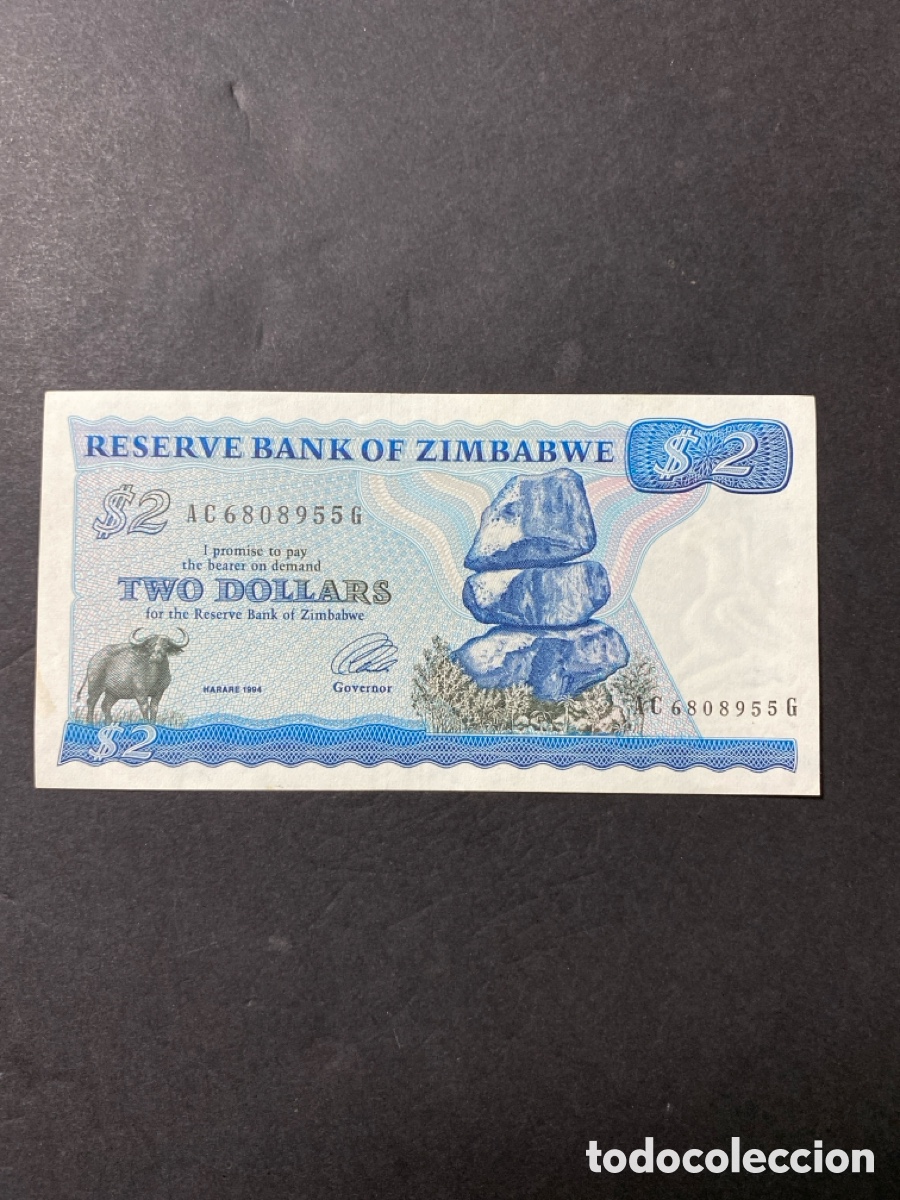Billetes extranjeros: Billete de Zimbabwe 2 dollars - Foto 1