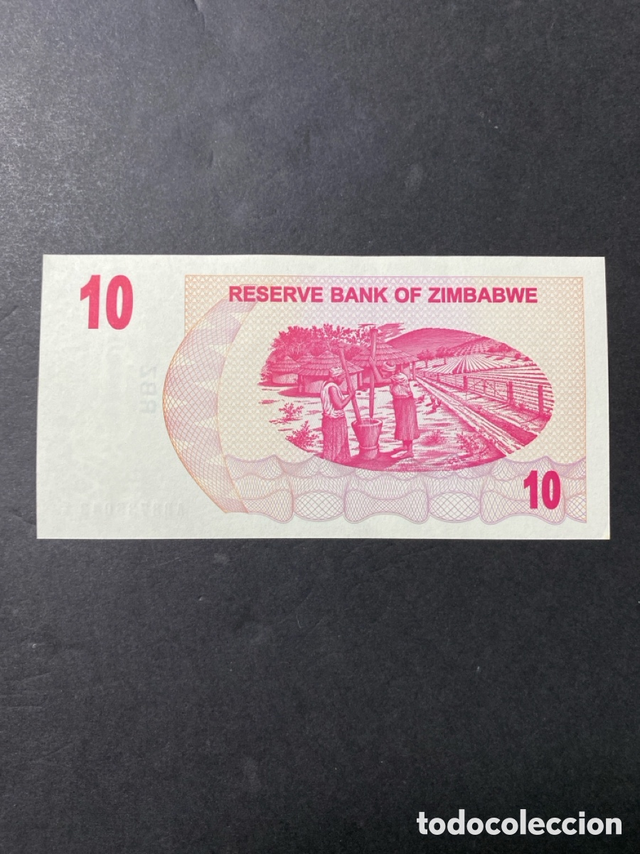Billetes extranjeros: Billete de Zimbabwe 10 dollars - Foto 2