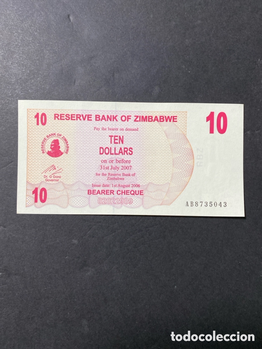 Billetes extranjeros: Billete de Zimbabwe 10 dollars - Foto 1