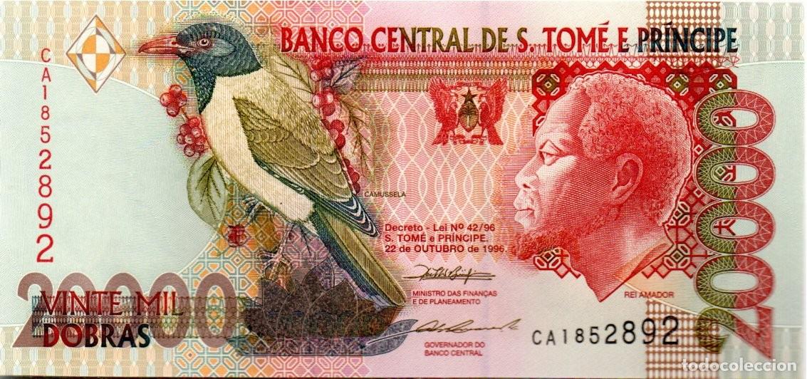Banconote internazionali: SANTO TOME Y PRINCIPE 1996, 20000 DOBLAS, P-67b, SC-UNC; 2 ESCANER