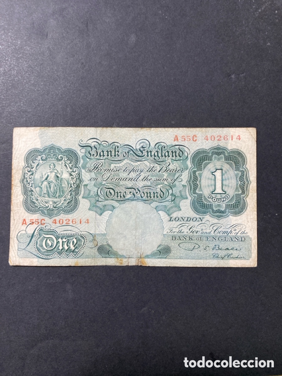 Billetes extranjeros: Billete de Inglaterra 1 libra - Foto 1
