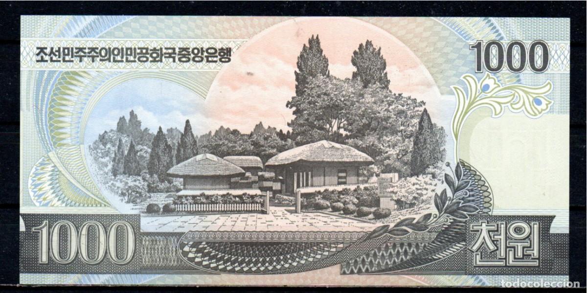Billetes extranjeros: COREA DEL NORTE 2006, 1000 WON, P-45b, SC-UNC, 2 ESCANER - Foto 2