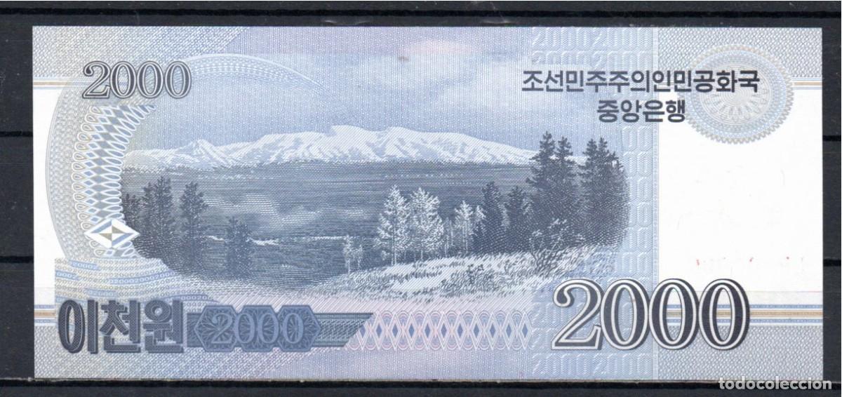 Billetes extranjeros: COREA DEL NORTE 2008, 2000 WON, SPECIMEN, P-65s, SC-UNC; 2 ESCANER - Foto 2