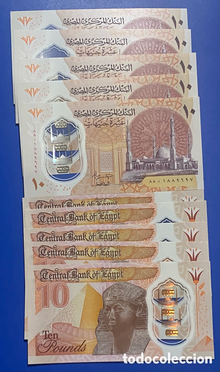 Billetes extranjeros: Egipto lote 10 libras 2024 SC - Foto 1