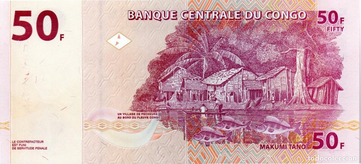 Billetes extranjeros: CONGO 2003, 50 FRANCS, P-97a.1, SC-UNC; 2 ESCANER - Foto 2