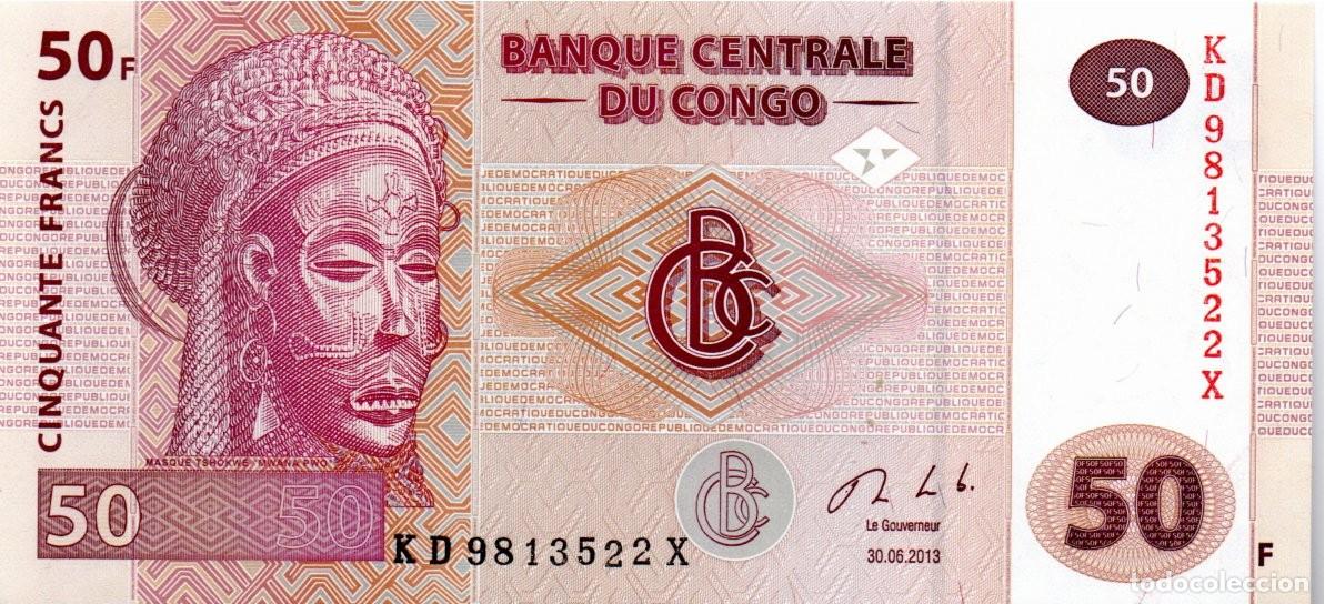 Billetes extranjeros: CONGO 2003, 50 FRANCS, P-97a.1, SC-UNC; 2 ESCANER - Foto 1