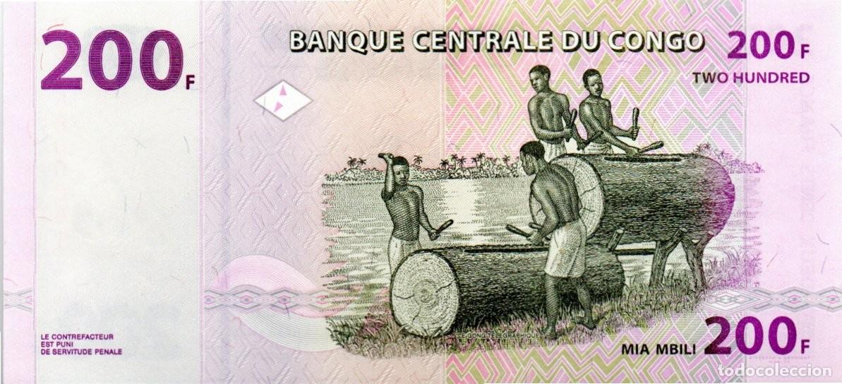 Billetes extranjeros: CONGO 2007 ,200 FRANCS, P-99Aa.2, SC-UNC; 2 ESCANER - Foto 2