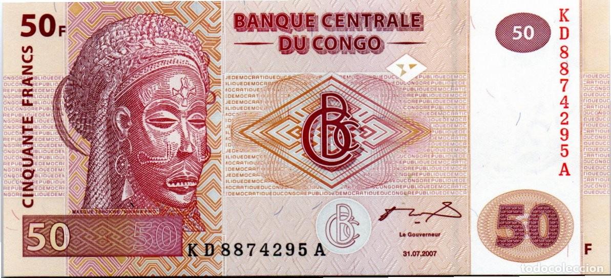 Billetes extranjeros: CONGO 2007, 50 FRANCS, P-97a, SC-UNC; 2 ESCANER - Foto 1