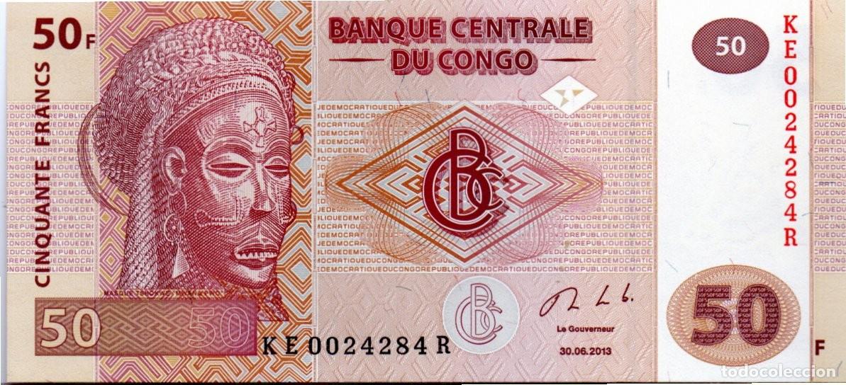 Billetes extranjeros: CONGO 2013, 50 FRANCS, P-97a.2, SC-UNC; 2 ESCANER - Foto 1