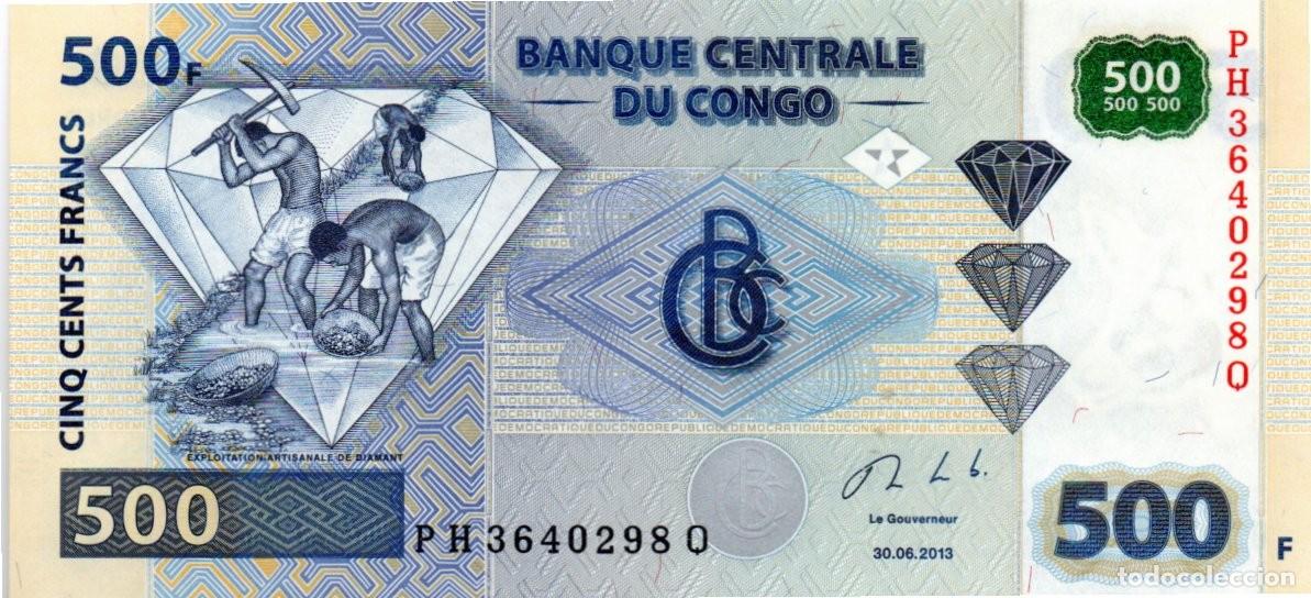 Billetes extranjeros: CONGO 2013, 500 FRANCS, P-96Bb, SC-UNC; 2 ESCANER - Foto 1