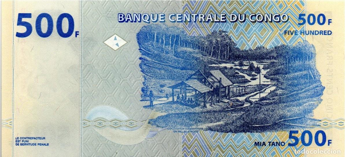 Billetes extranjeros: CONGO 2013, 500 FRANCS, P-96Bb, SC-UNC; 2 ESCANER - Foto 2