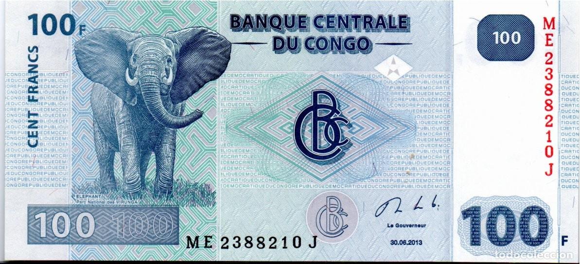 Billetes extranjeros: CONGO 2013,100 FRANCS, P-98b, SC-UNC; 2 ESCANER - Foto 1