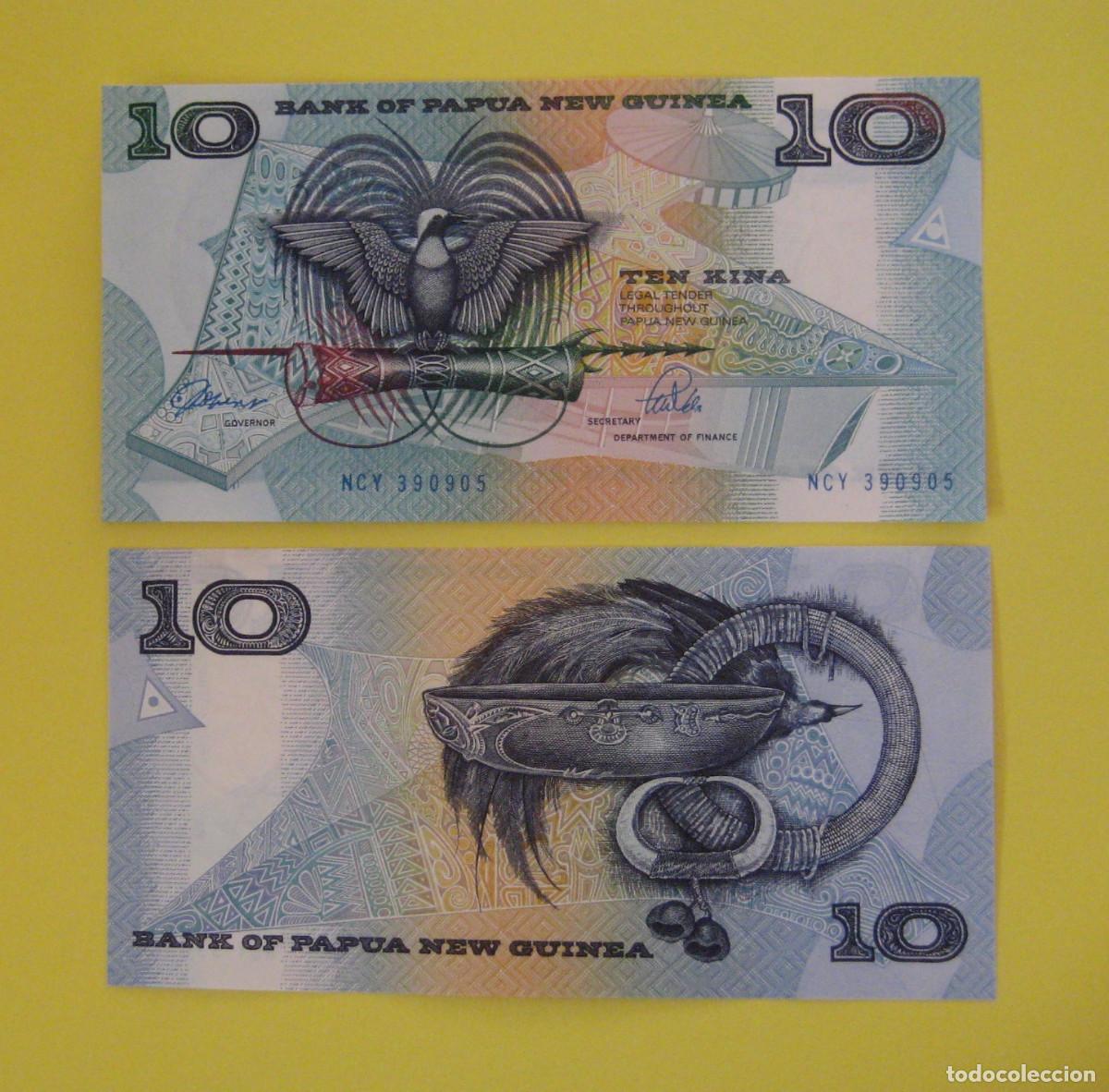 Notas Internacionais: PAPUA NUEVA GUINEA 10 KINA DE 1989-92 SIN CIRCULAR VER FIRMAS
