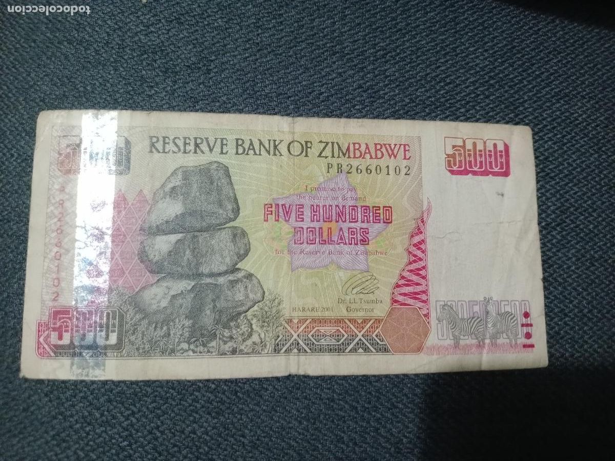Billetes extranjeros: Zimbabwe 500 dollars 2001 - Foto 1