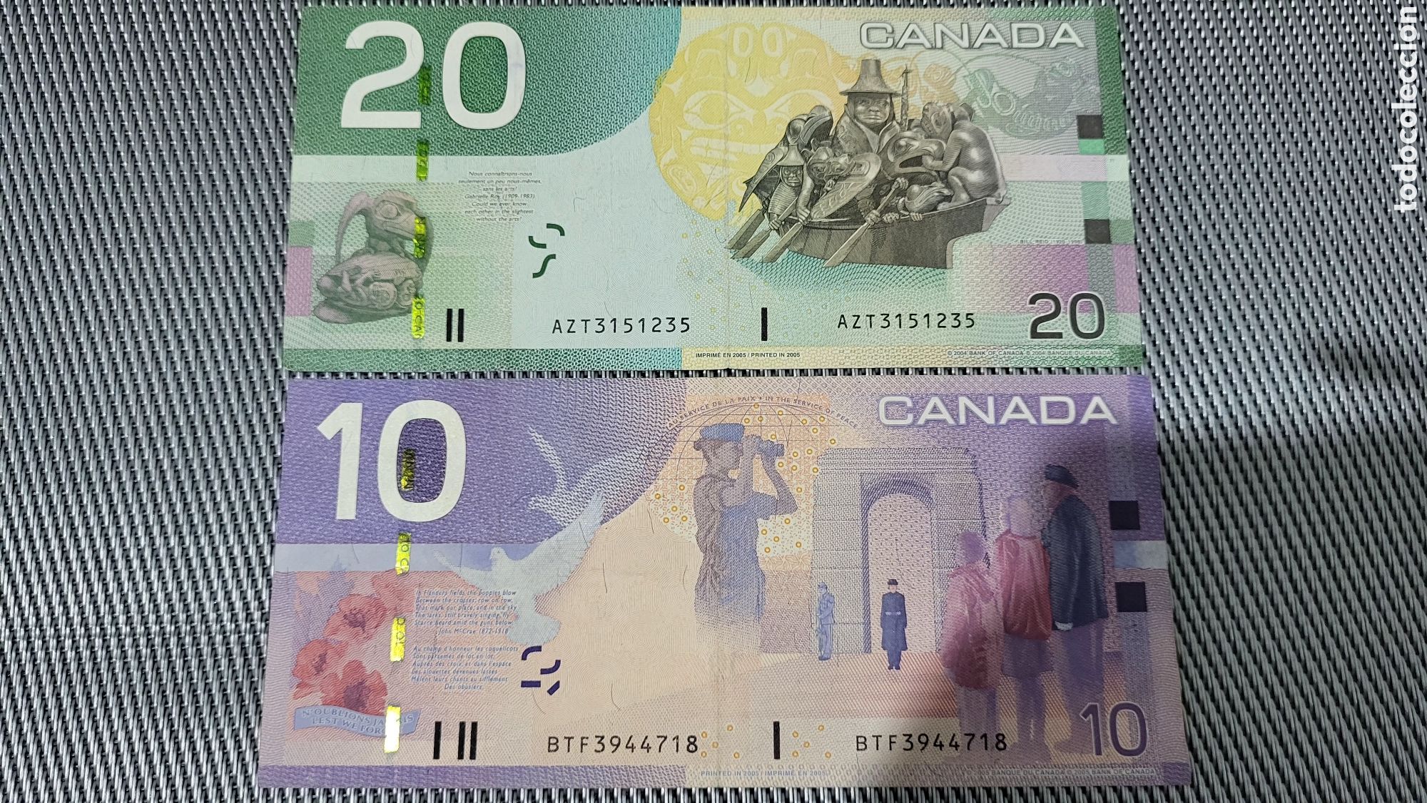 Billetes extranjeros: Billetes D&oacute;lares Canada - Foto 2