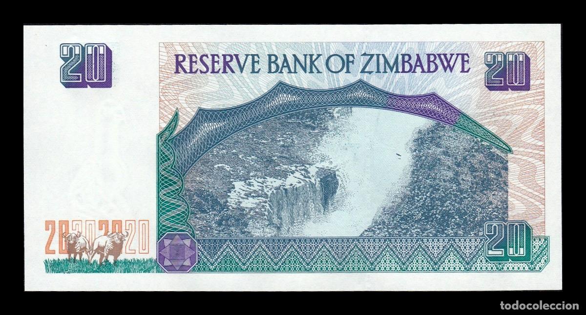 Billetes extranjeros: Zimbabwe 20 D&oacute;lares 1997 Pick 7 Sc Unc - Foto 2