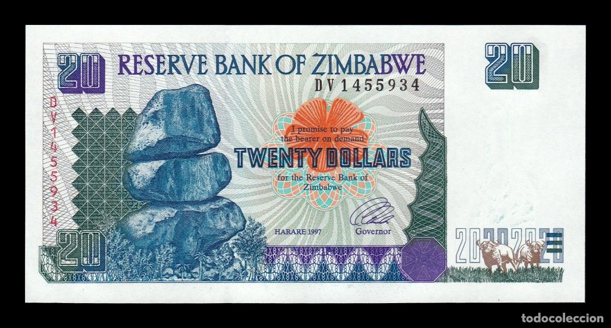 Billetes extranjeros: Zimbabwe 20 D&oacute;lares 1997 Pick 7 Sc Unc - Foto 1