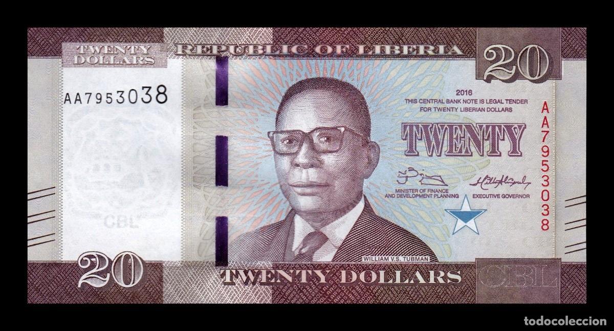 Billetes extranjeros: Liberia 20 D&oacute;lares William Vacanarat 2016 Pick 33a Sc Unc