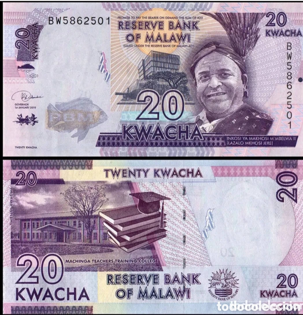 Billetes extranjeros: Billete malawi original %