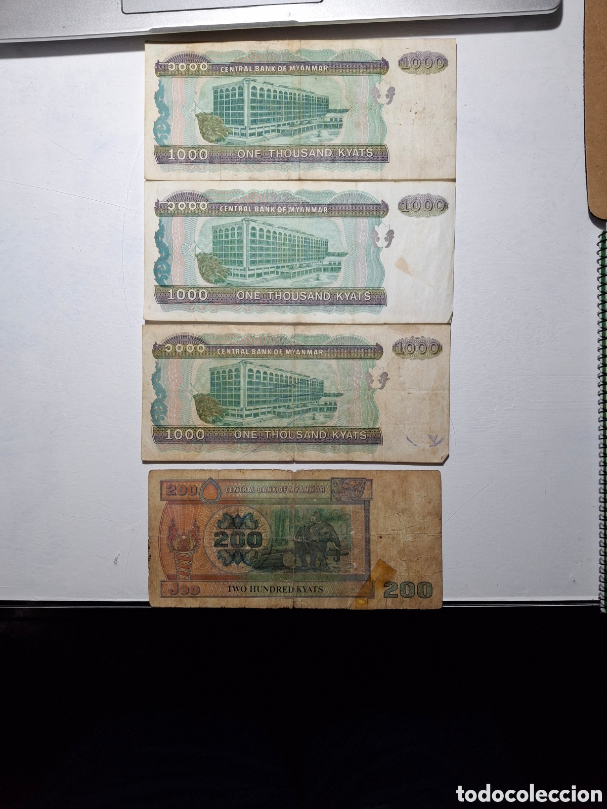 Billetes extranjeros: 4 billetes Myanmar Kyats - Foto 4