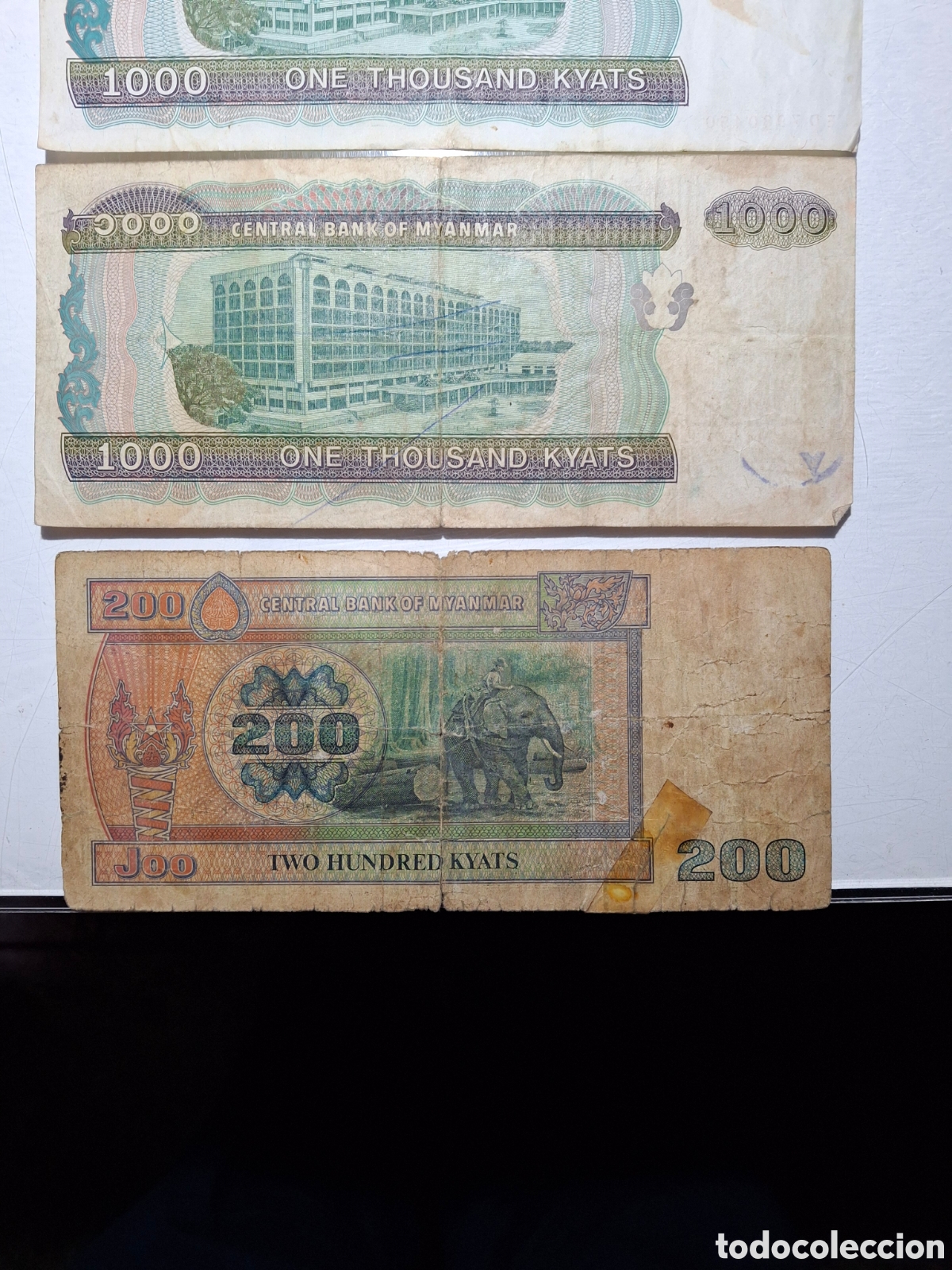 Billetes extranjeros: 4 billetes Myanmar Kyats - Foto 6