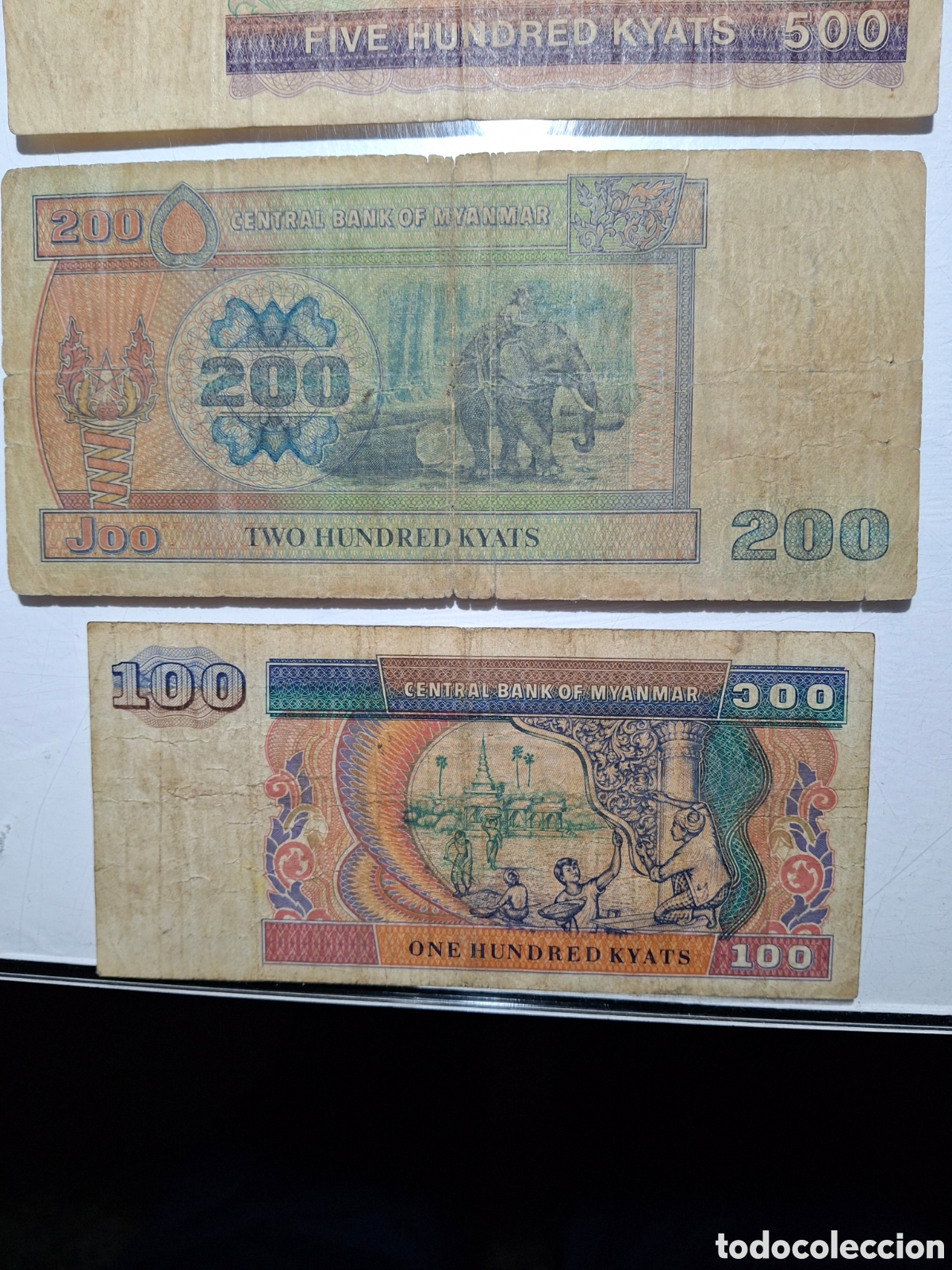 Billetes extranjeros: 4 billetes Myanmar, Kyats - Foto 6