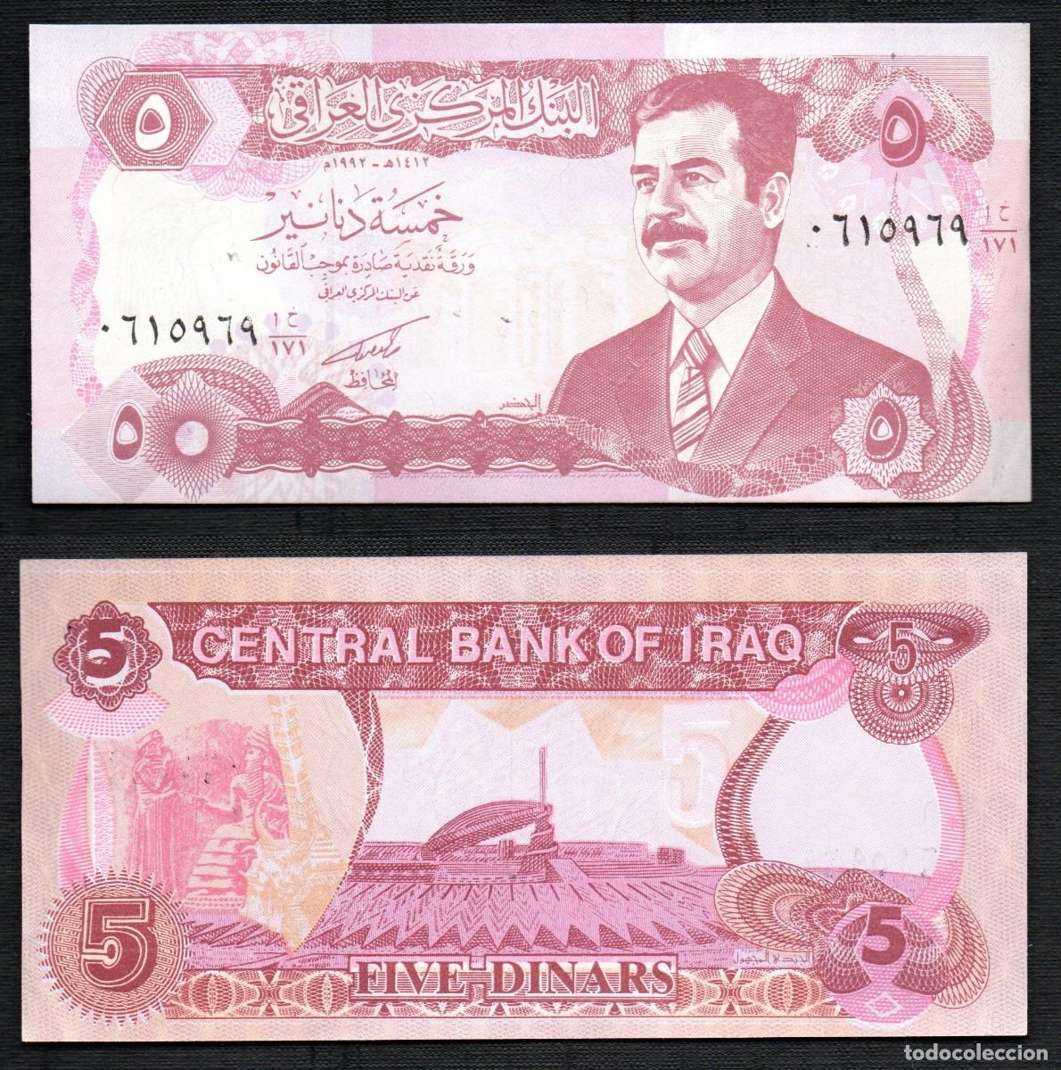 Billetes extranjeros: IRAK - 5 DINARS. HUSEIN - Foto 1