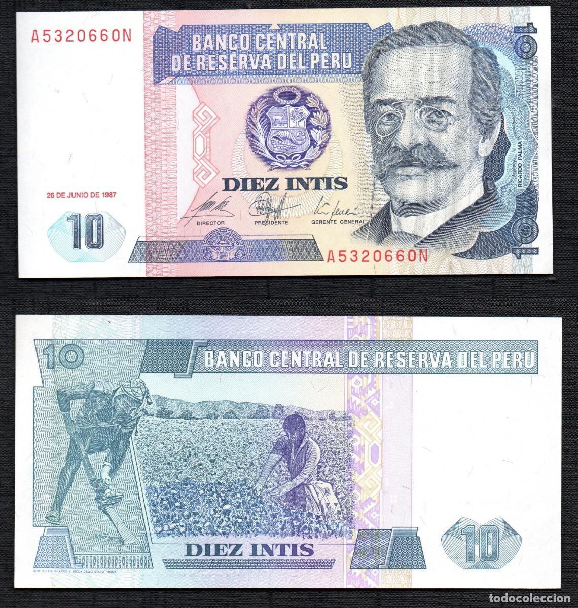 Billetes extranjeros: PERU - 10 INTIS. RICARDO PALMA - Foto 1