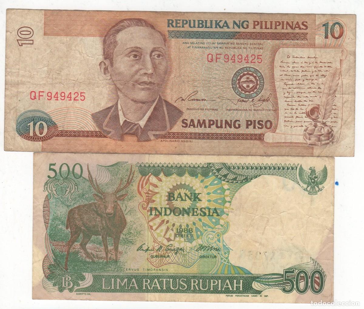 Billetes extranjeros: 2 BILLETES INDONESIA +FILIPINAS - Foto 1